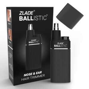 ZLADE Ballistic Men Nose & Ear Hair Trimmer - Aaa Battery Operated Waterproof Trimmer With Protective Cap | Stylish Design | Ideal For Gifting | Black